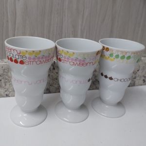 The Toscany Collection Ice Cream Dessert Cups 3 White with Flavor Print